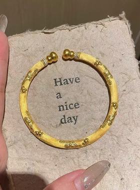 小红书同款拉丝开口樱花葫芦手镯