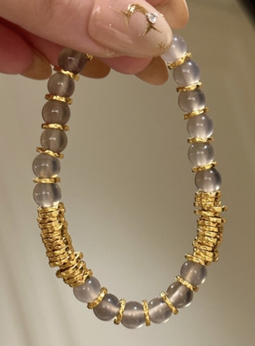 新款天然水晶手链灰玛瑙盘缠手串