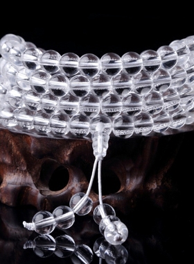 天然白水晶108佛珠手链多圈手串手持念珠毛衣链男女款中国风饰品