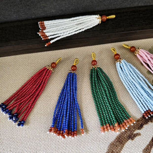 原创流苏吊坠 diy饰品配件挂饰 2mm米珠穗子 项链侧挂璎珞挂坠