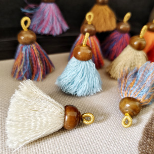 藏式手搓棉线蓬松穗子包挂 DIY文玩手串项链吊坠 紫金鼠胖流苏