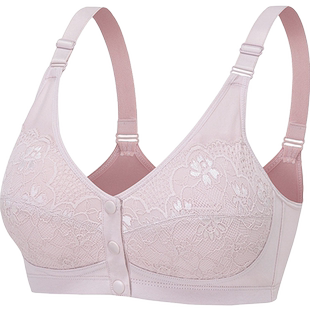 小护士妈妈内衣女夏季薄款前扣文胸大码无钢圈中老年老人棉质胸罩