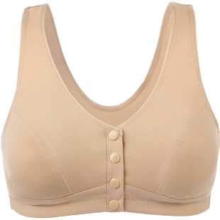 小护士中老年妈妈亲肤棉前开口薄款无钢圈背心式罩杯文胸内衣胸罩
