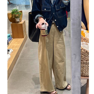 显瘦慵懒松弛感显瘦阔腿裤 孕妇裤 裤 无托腹休闲工装 子春秋2025新款