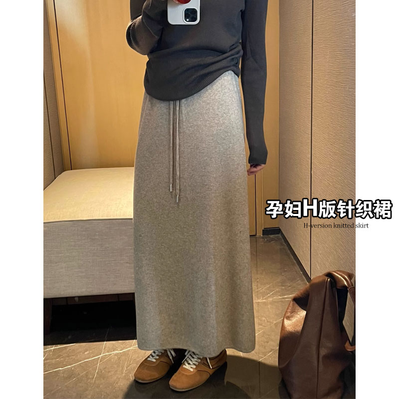 孕妇半身裙中长款秋冬季简约百搭春秋直筒包臀裙无托腹针织长裙子