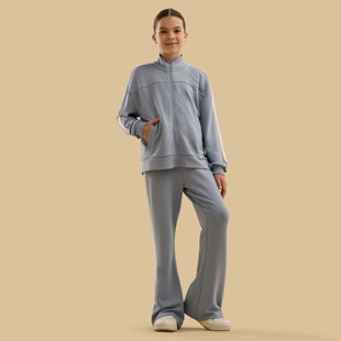 8-16岁外贸童装迪拜m女孩中大童薄拉链外套松紧腰喇叭长裤分开售