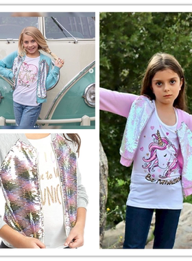 4-20岁童装bilingbiling女宝长袖短夹克拉链开衫外套薄款春秋新品