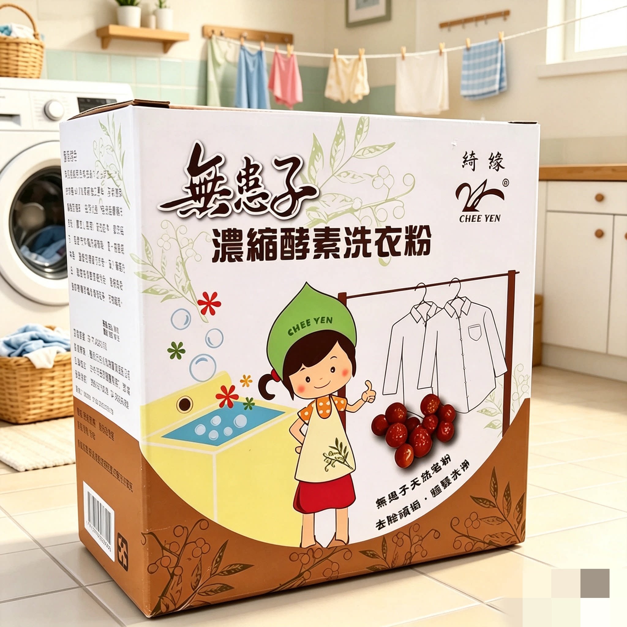 台湾绮缘无患子酵素洗衣粉浓缩天然植物去污护衣母婴贴身衣物专用