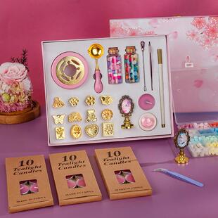 火漆高印章礼盒信樱花火蜡粒套装全套封封口漆XPB蜡情人节考礼物