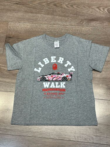 Liberty Walk联名儿童短袖男女童麻灰粉迷彩跑车印花纯棉圆领T恤