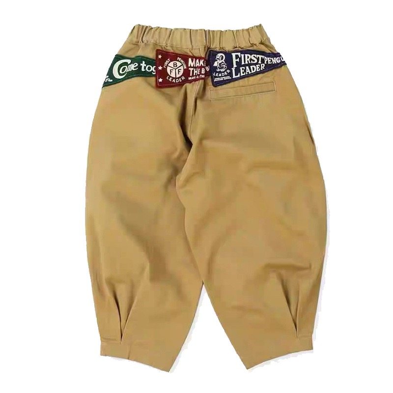 儿童宽松dd三色哈伦风休闲裤日系男女儿童企鹅刺绣贴布长裤运动裤