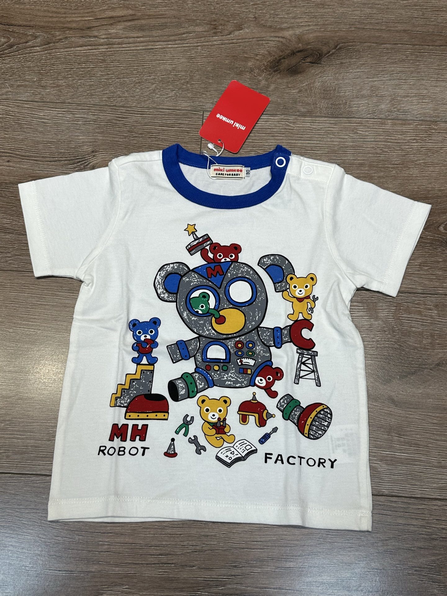 潮帅舒适男童T恤夏季纯棉宽松卡通机器人图案短袖儿童休闲上衣