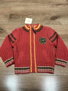 儿童英伦风针织毛衣铁锈红外套 25秋冬男女童毛衣开衫外套