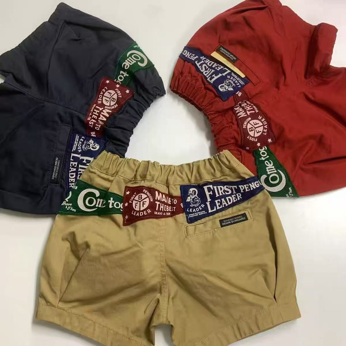 儿童贴布宽松短裤 2025潮牌高定童装DD三角旗休闲贴布卡通短裤,童装/婴儿装/亲子装,裤子,淘宝优惠券,粉丝福利购,淘宝优惠卷