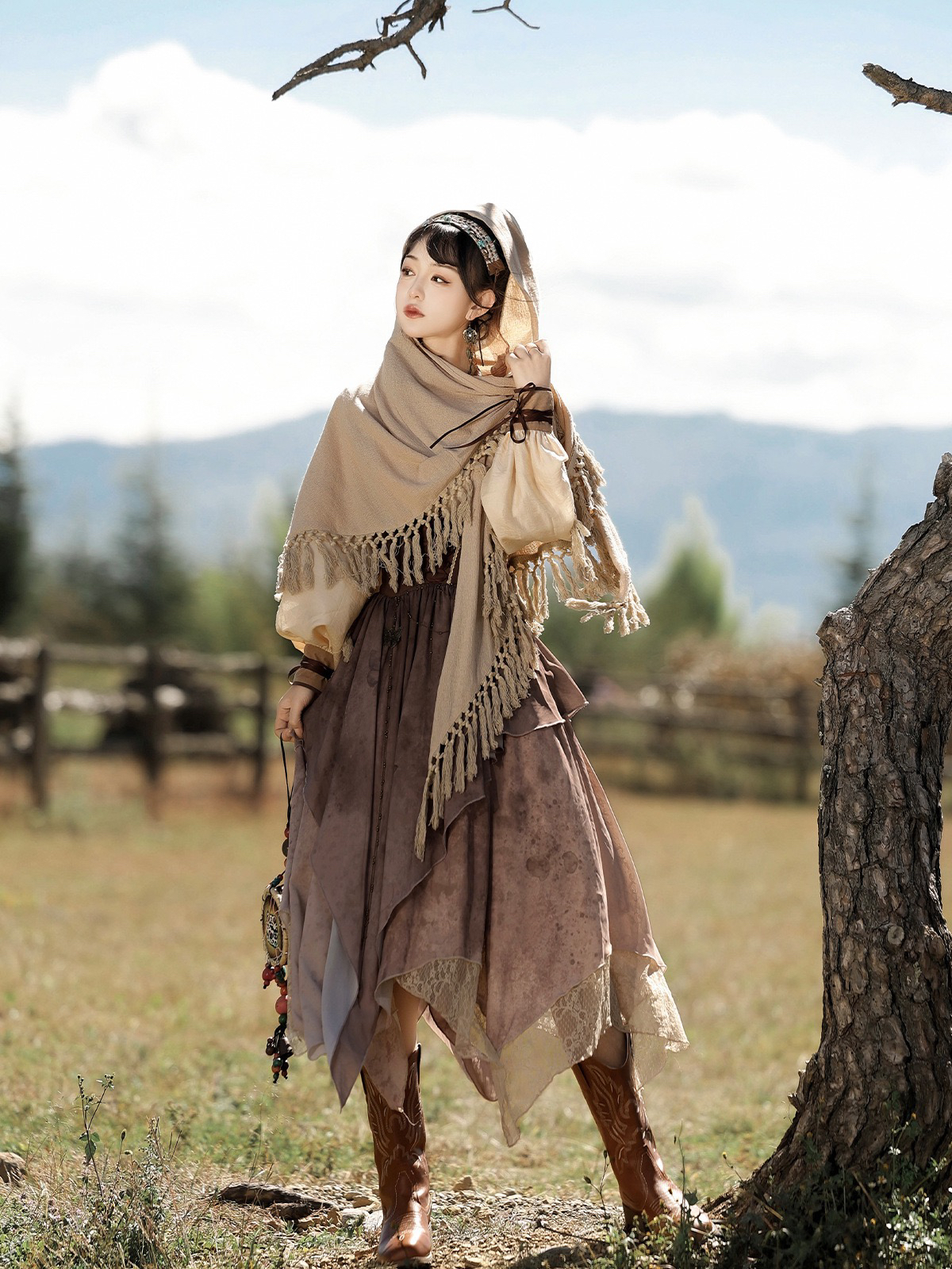 原创落日黄沙废土风lolita洛丽塔连衣裙套装秋新中式国风汉元素