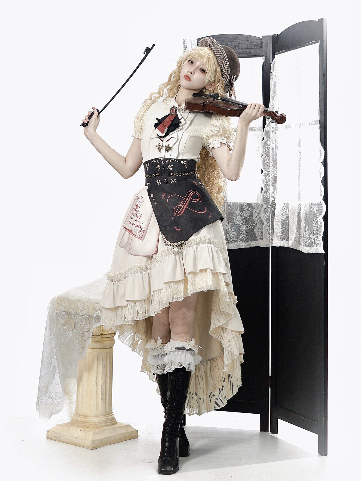 Lolita遗落章原创复古宫廷哥特风衬衫sk半身裙蒸汽朋克风洛丽塔