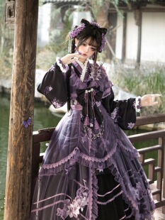 紫绡百合卉/中华风lolita交领连衣裙罩纱套装优雅cla系超仙洛丽塔