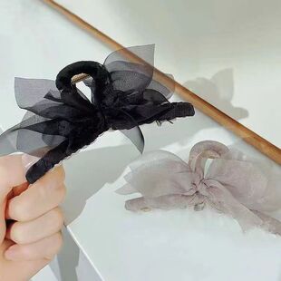 新款网纱蝴蝶结发夹在逃公主头饰发饰抓夹超仙网红女生后脑勺发抓