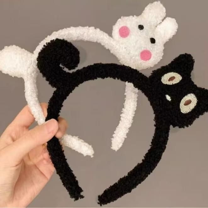 卡通猫咪小卷毛绒洗脸发箍