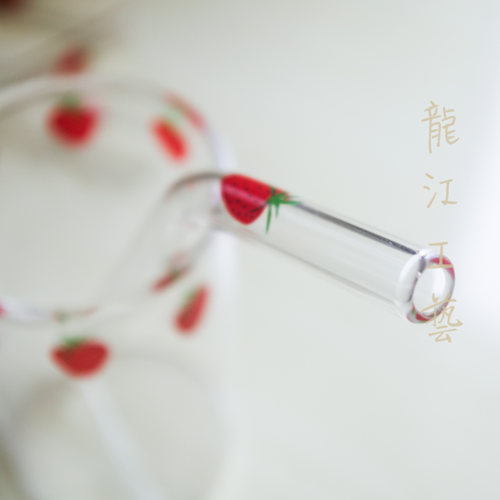 满3支包邮小草莓樱桃玻璃吸管 牛奶燕麦米粥珍珠奶茶粗吸管多直径