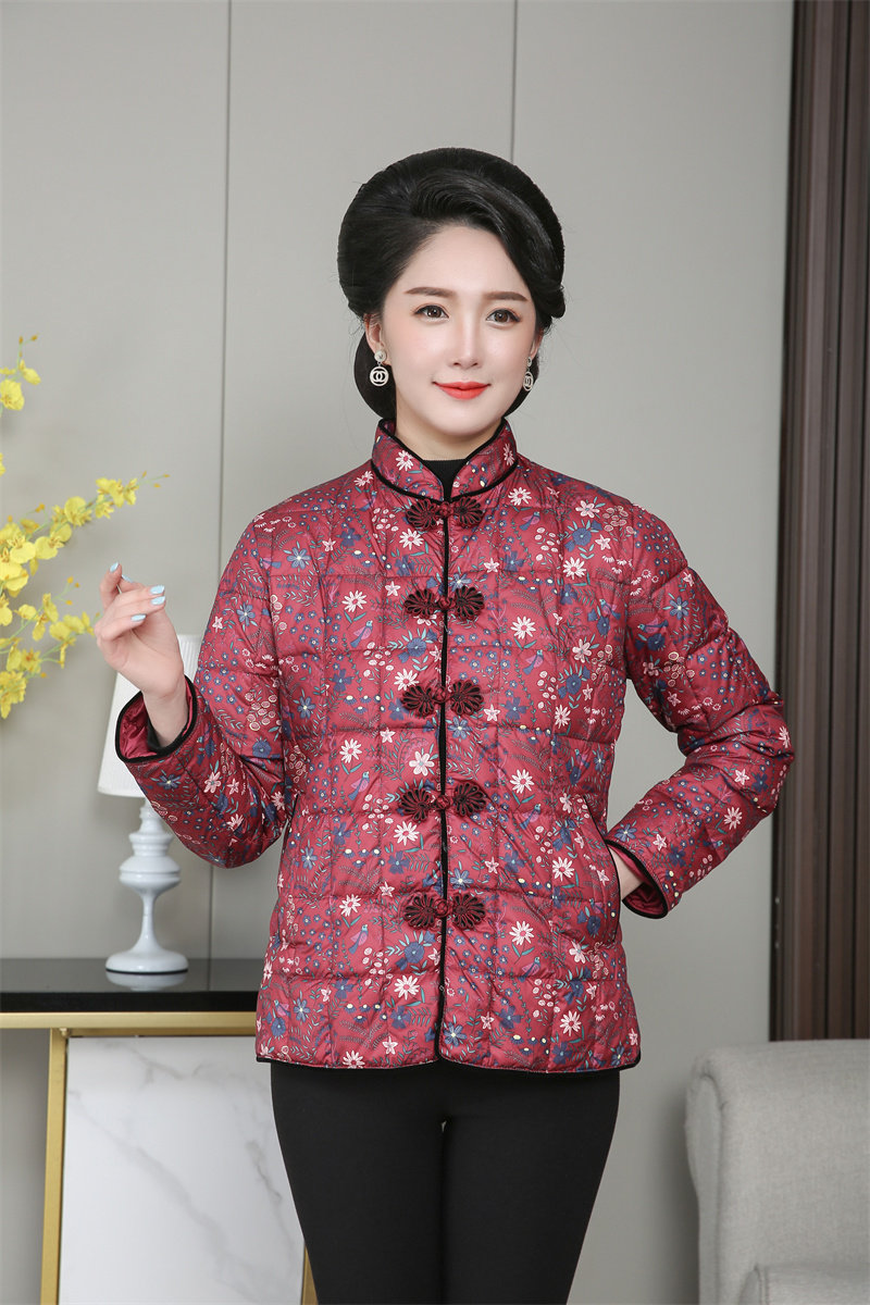 川冠思羽中老年女士羽绒服内胆秋冬季立领轻薄修身加厚大码妈妈装