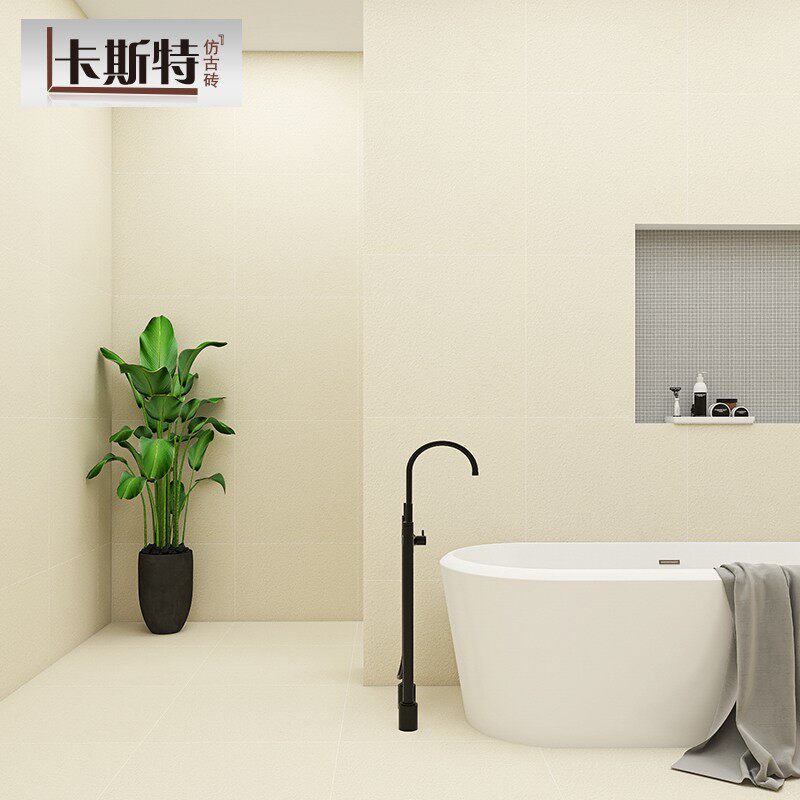 日式哑光卫生间瓷砖素米白色名宿浴室地砖侘寂厨房卫生间厕所墙砖