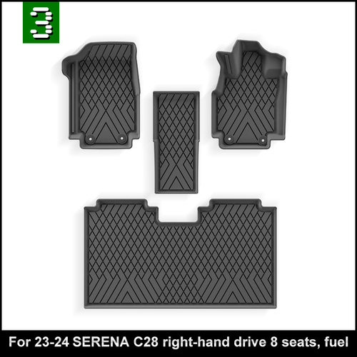 适用于23-24款塞琳娜SERENA C28右舵汽车脚垫TPE脚垫后备箱垫外贸
