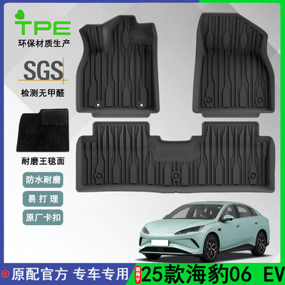 适用于25款比亚迪海豹06 EV汽车脚垫TPE环保耐磨脚垫后备箱垫防水