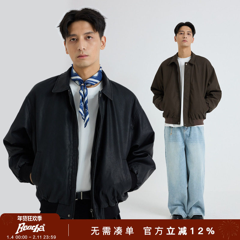 REOCHA热呈25秋冬男女皮衣夹棉日系休闲cleanfit皮衣翻领保暖棉服,女装/女士精品,短外套,淘宝优惠券,粉丝福利购,淘宝优惠卷