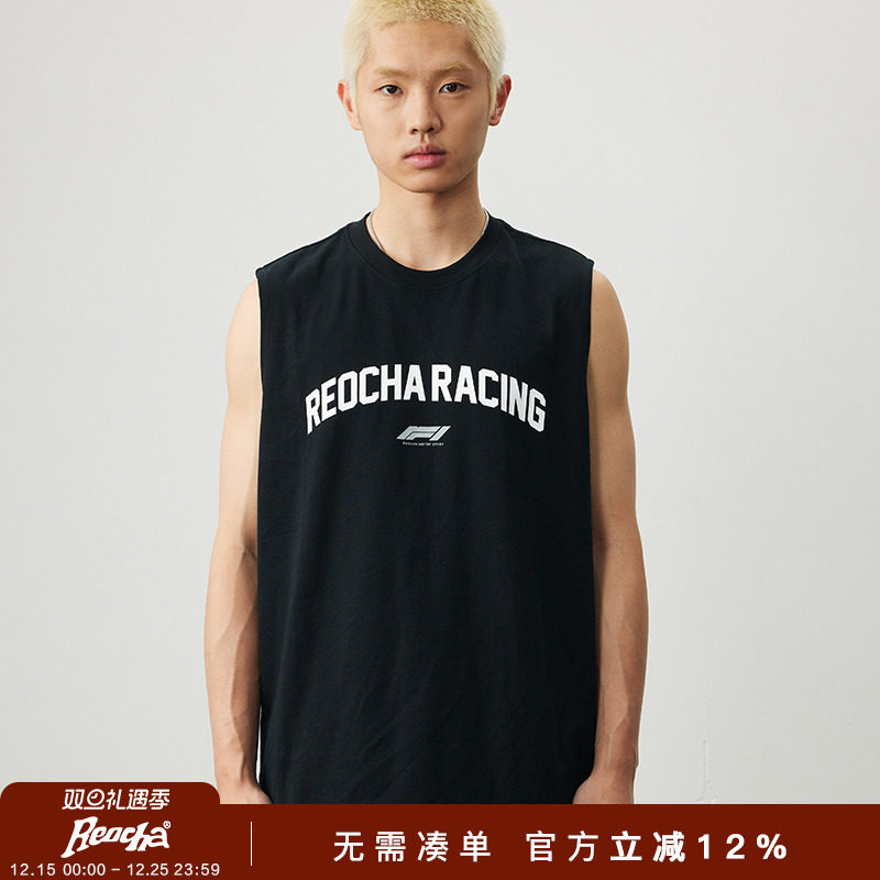 印花坎肩无袖上衣REOCHA美式街头