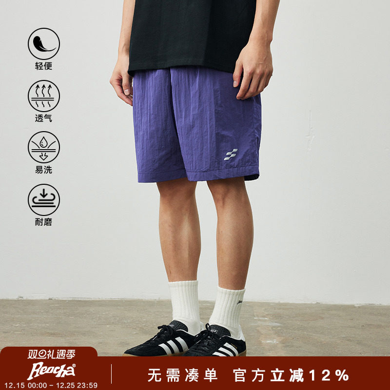 金属质感五分短裤REOCHA印花美式