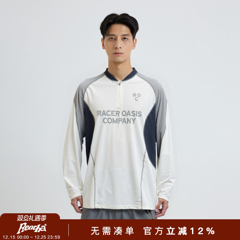 REOCHA热呈25秋冬半拉链速干骑行情侣拼接运动长袖t男
