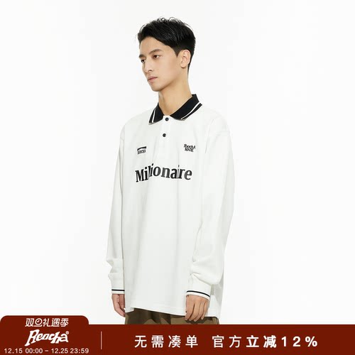 REOCHA热呈秋季撞色领国潮潮牌美式字母刺绣情侣长袖polo衫男