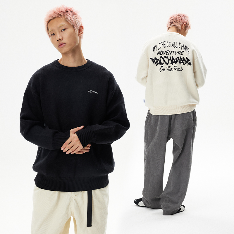 REOCHA热呈提花套头圆领毛衣