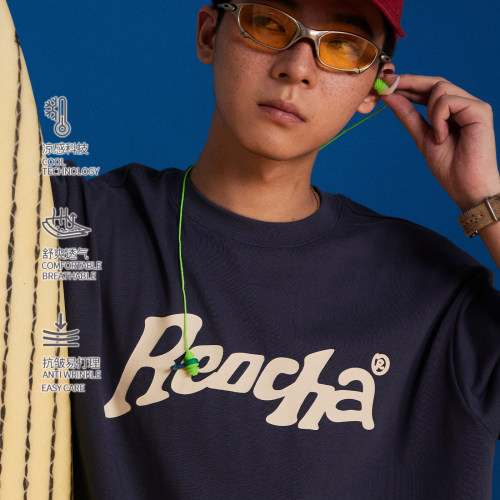 REOCHA美式复古圆领凉感情侣短袖