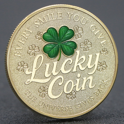 四叶草幸运金币 好运币电镀立体浮雕金属镀金银纪念章徽章礼品