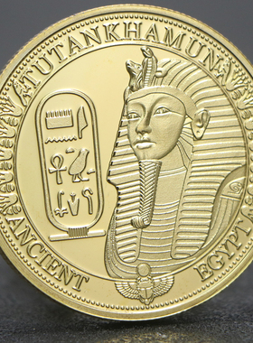 埃及法老镀金银纪念章 狮身人面像纪念币金字塔文化纪念币硬币