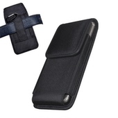 黑色穿皮带竖款 手机挂腰包男士 超薄运动尼龙手机包隐形老中年通用