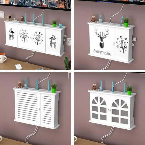 多媒体遮挡箱客厅无线路由器电表箱收纳盒壁挂免打孔装饰画集线盒