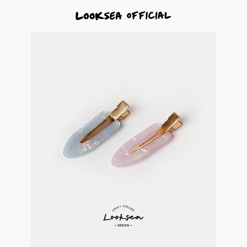 Looksea official韩系梦幻彩色无痕发夹刘海边夹女人鱼姬鸭嘴夹