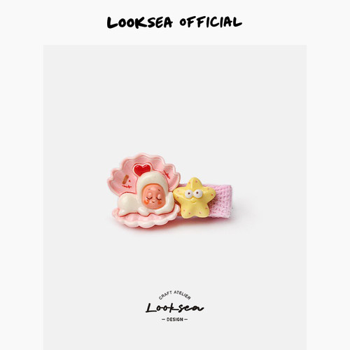 Looksea official新款多巴胺卡通小星人发夹女宝宝包边刘海碎发夹
