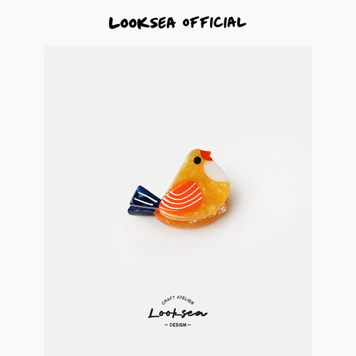 Looksea official甜美卡通小鸟小抓夹醋酸刘海碎发夹学生个性边夹