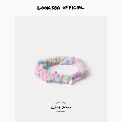 Looksea official韩版彩色毛绒发圈小皮套头绳女高颜值绑马尾发圈