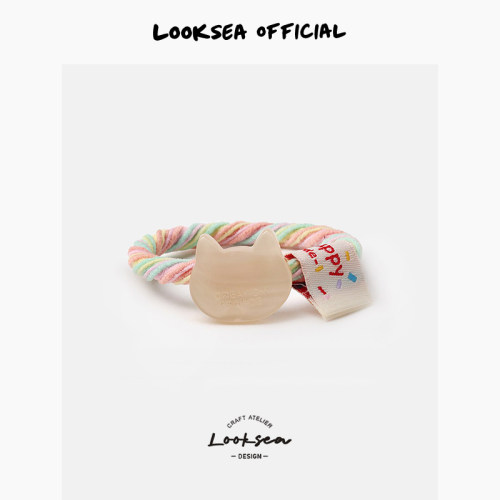 Looksea official多巴胺猫咪发圈甜美女扎发头绳闺蜜减龄皮筋发饰
