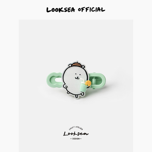 Looksea official原创卡通自嘲熊发夹甜美女刘海侧边夹亚克力发饰