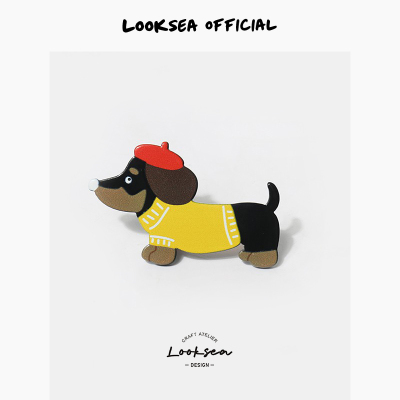 Looksea official卡通呆萌毛衣小狗发夹女亚克力刘海夹侧边夹发卡