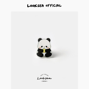 official可爱国宝胸针熊猫少女包包甜美发饰小别针装 Looksea 饰品