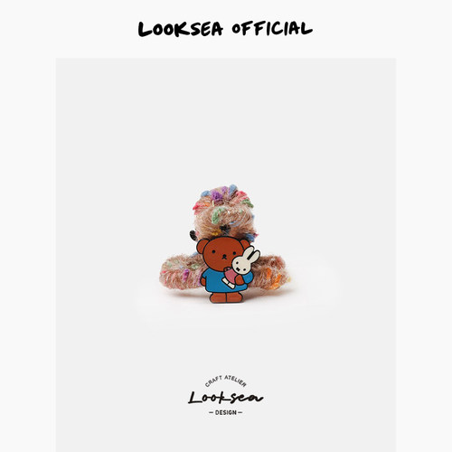 Looksea official卡通毛线小熊小抓夹兔子玩偶夹子小众刘海碎发夹