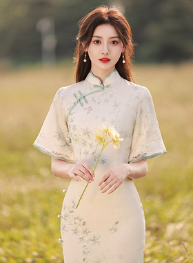 L1566旗袍改良女夏季年轻款气质高端仙气茶服素雅清新淡雅
