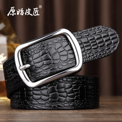原始皮匠 高端男士真皮皮带针扣头层牛皮腰带潮流休闲裤带宽款